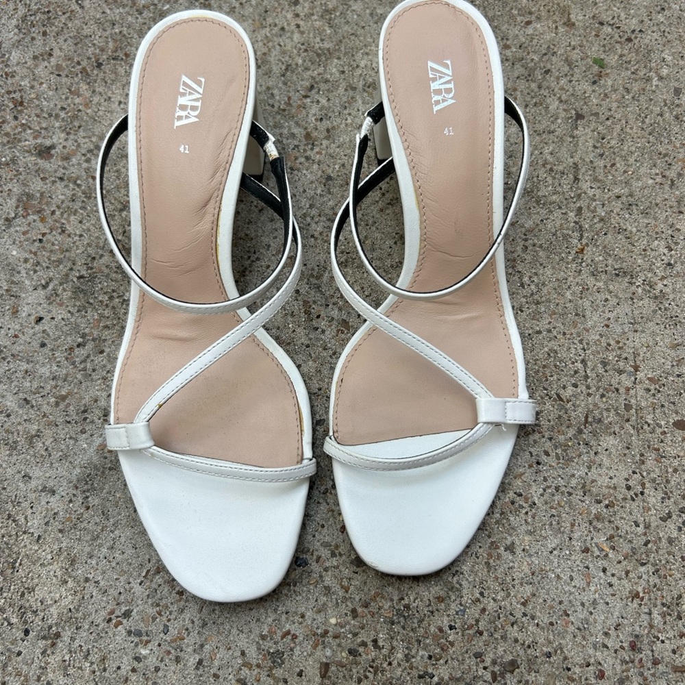 Zara Women's White Strappy Heels